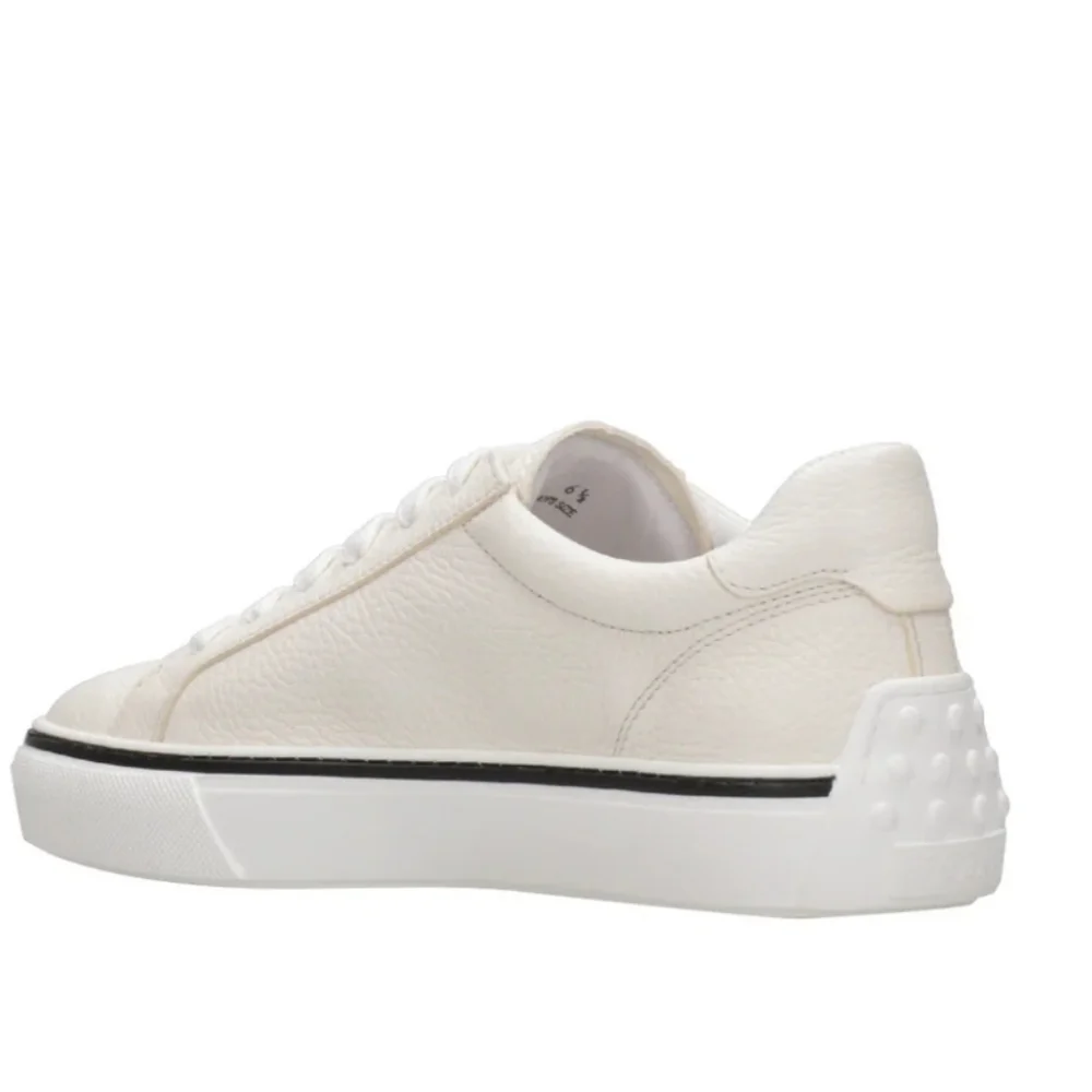 Tod's Cream Leather Low-Top Sneakers with Black Stripe